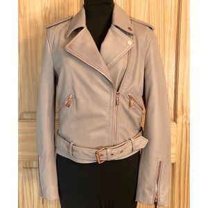 True Religion blush/dusty mauve leather jacket